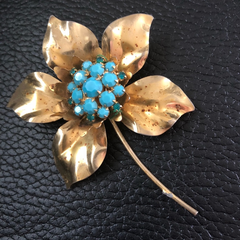 Vintage large flower brooch